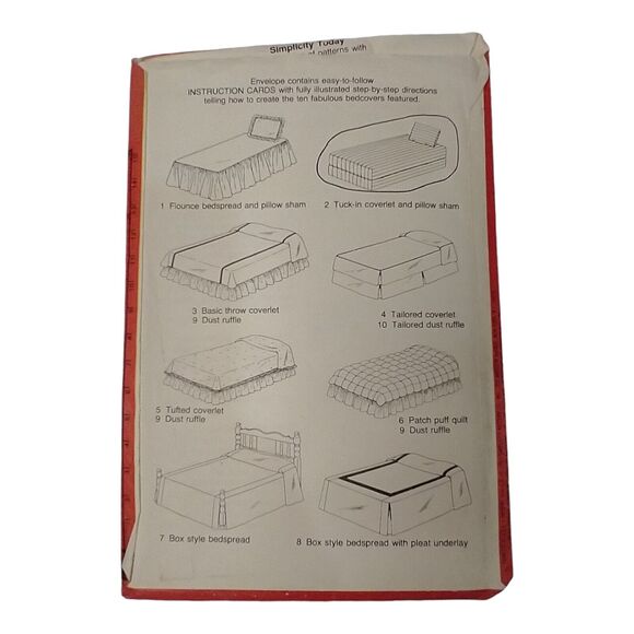 Simplicity 122 Bed Spreads 10 In One Patterns Card Pack One Size Sewing Pattern - Picture 2 of 4